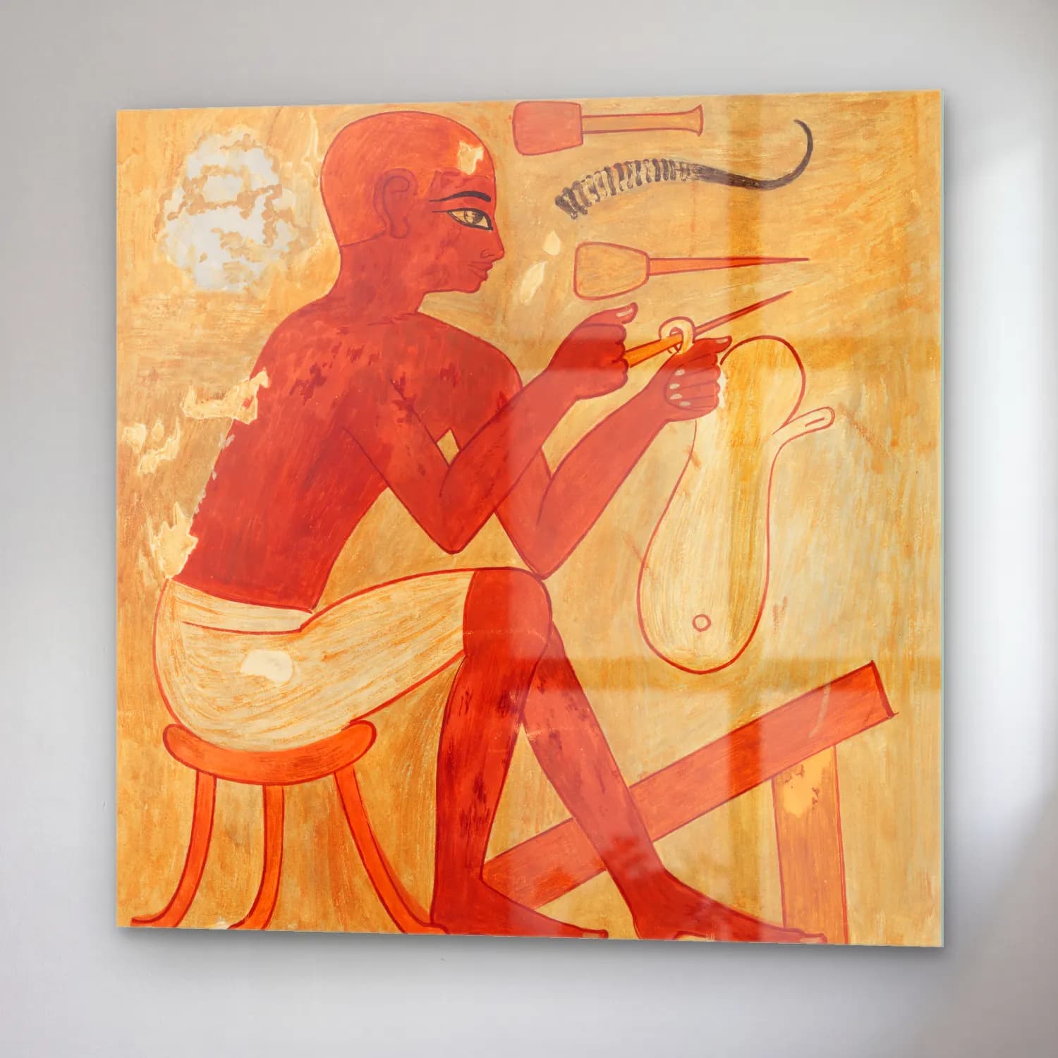 Nina de Garis Davies – Sandal Maker, Tomb of Rekhmire cam tablo — sağ açıdan görünüm
