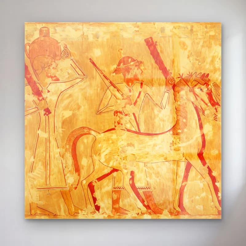 Nina de Garis Davies – Syrians Bringing Horses, Tomb of Rekhmire cam tablo — Nina de Garis Davies – Syrians Bringing Horses, Tomb of Rekhmire — modern soyut mitolojik sahne