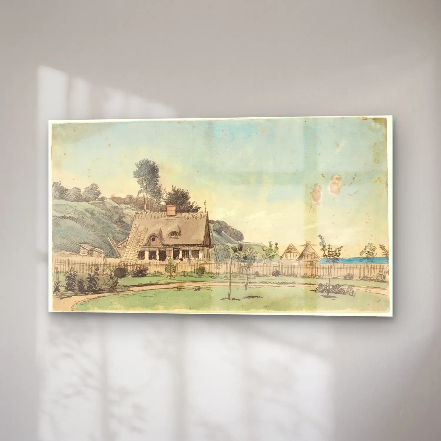 Vintage Kır Evi No. 30 cam tablo — sağ açıdan görünüm
