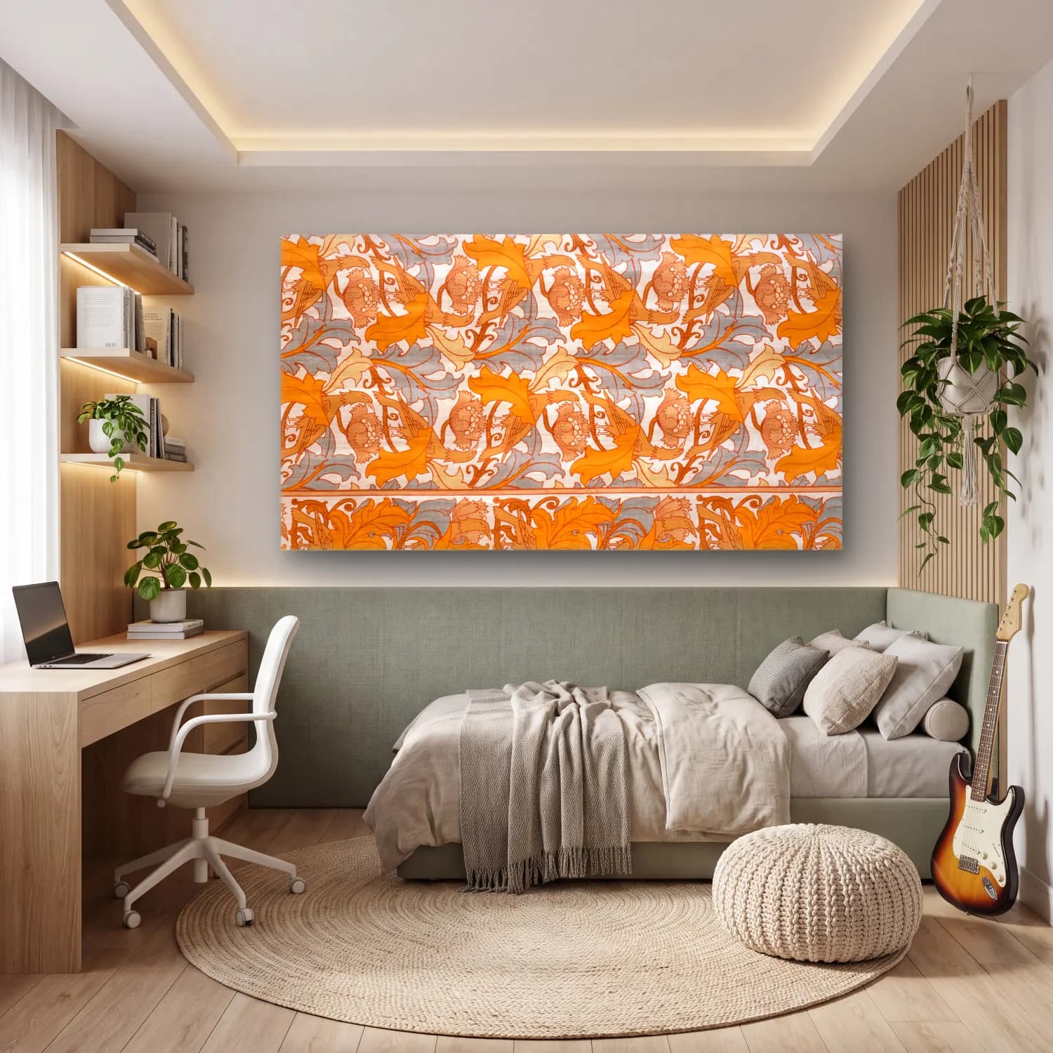 Boho Çiçek Deseni No. 110 cam tablo — genç odasında