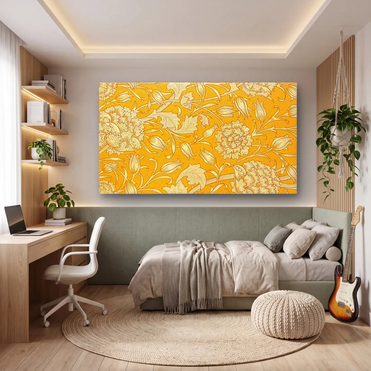 Botanik İllüstrasyon Çiçek Deseni No. 171 cam tablo — genç odasında
