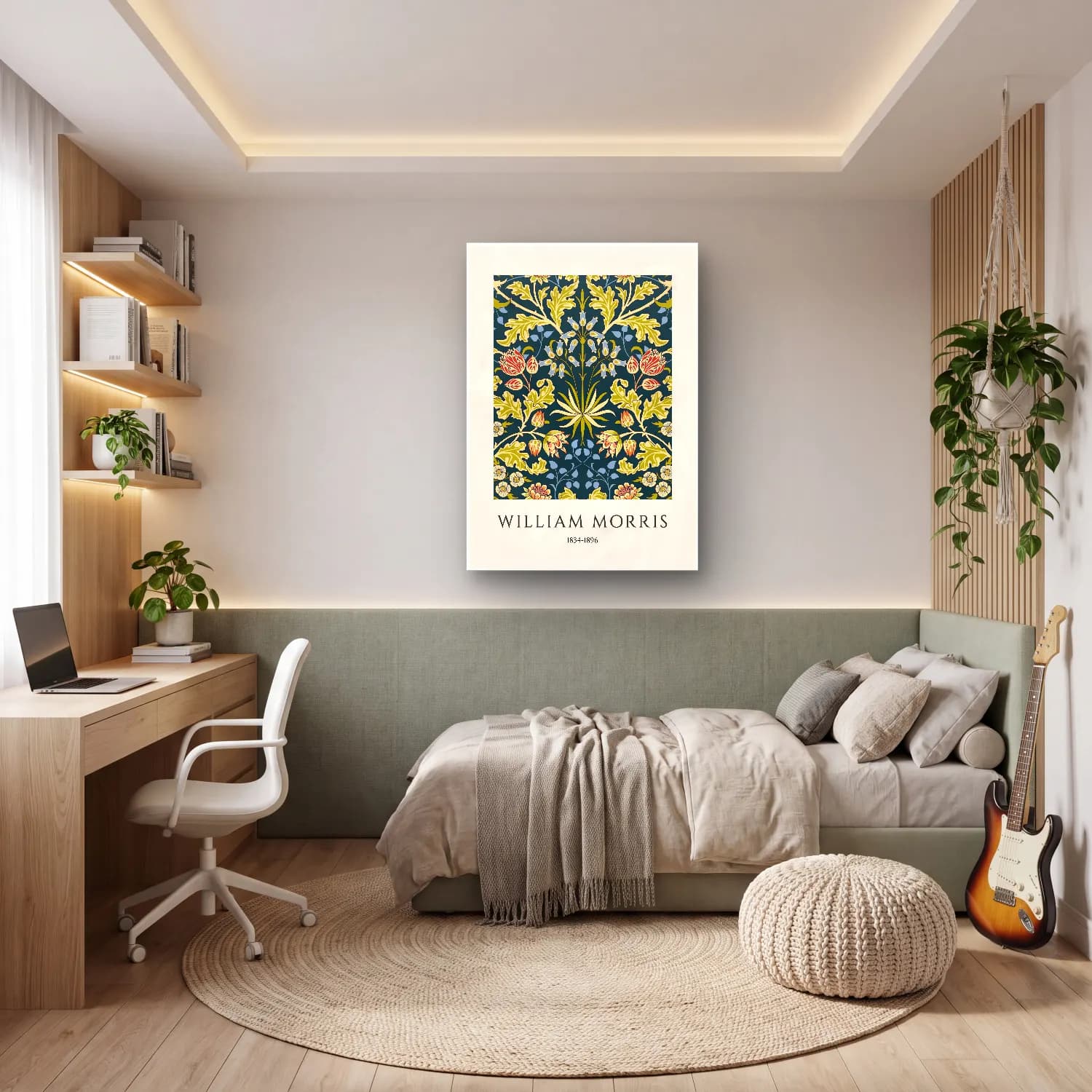 Botanik İllüstrasyon Çiçek Deseni No. 173 cam tablo — genç odasında