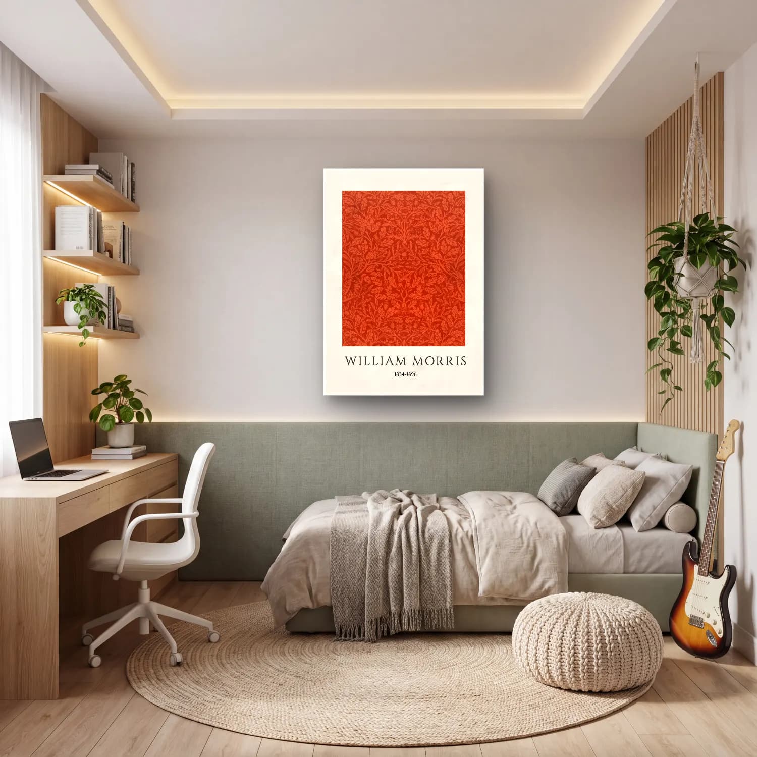 Botanik İllüstrasyon Çiçek Deseni No. 175 cam tablo — genç odasında