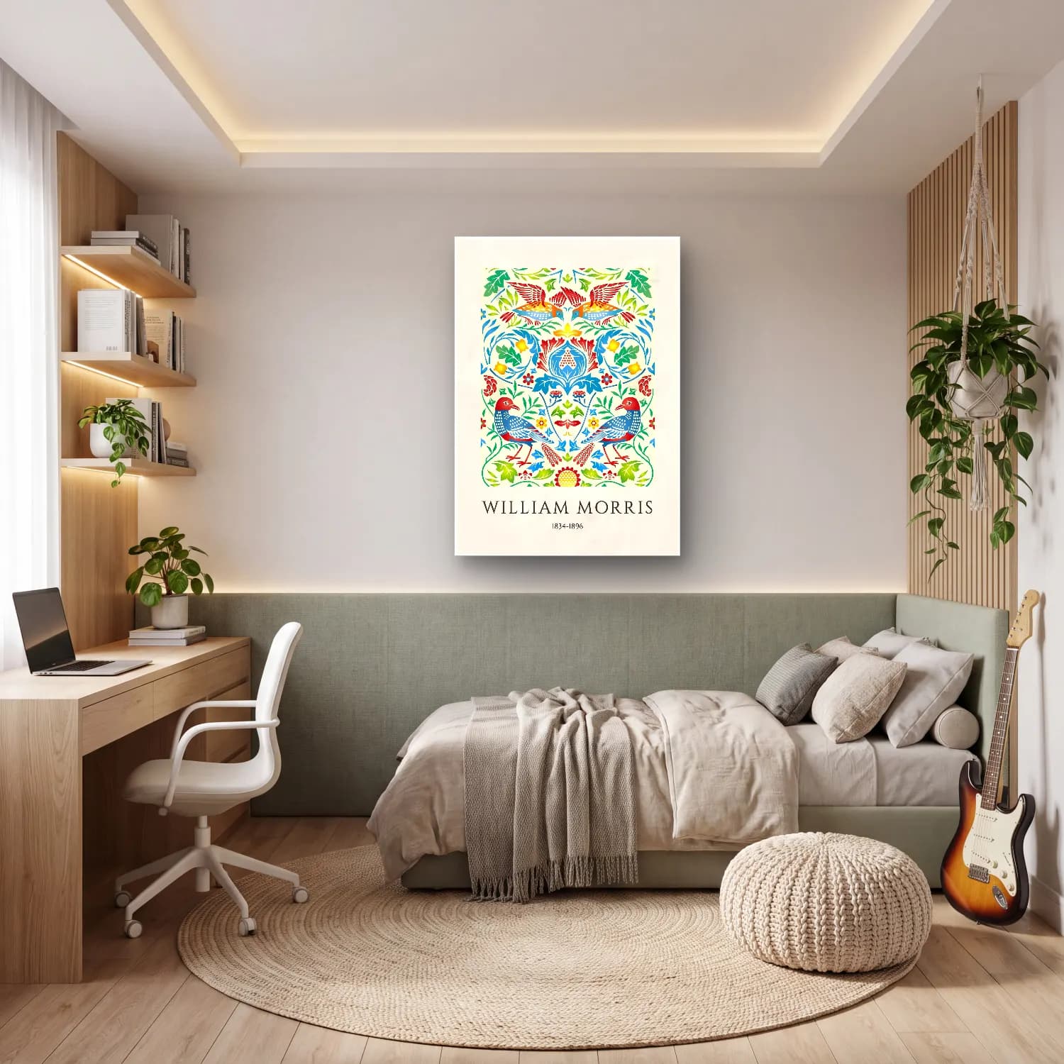 Maksimalist Çiçek Deseni No. 95 cam tablo — genç odasında