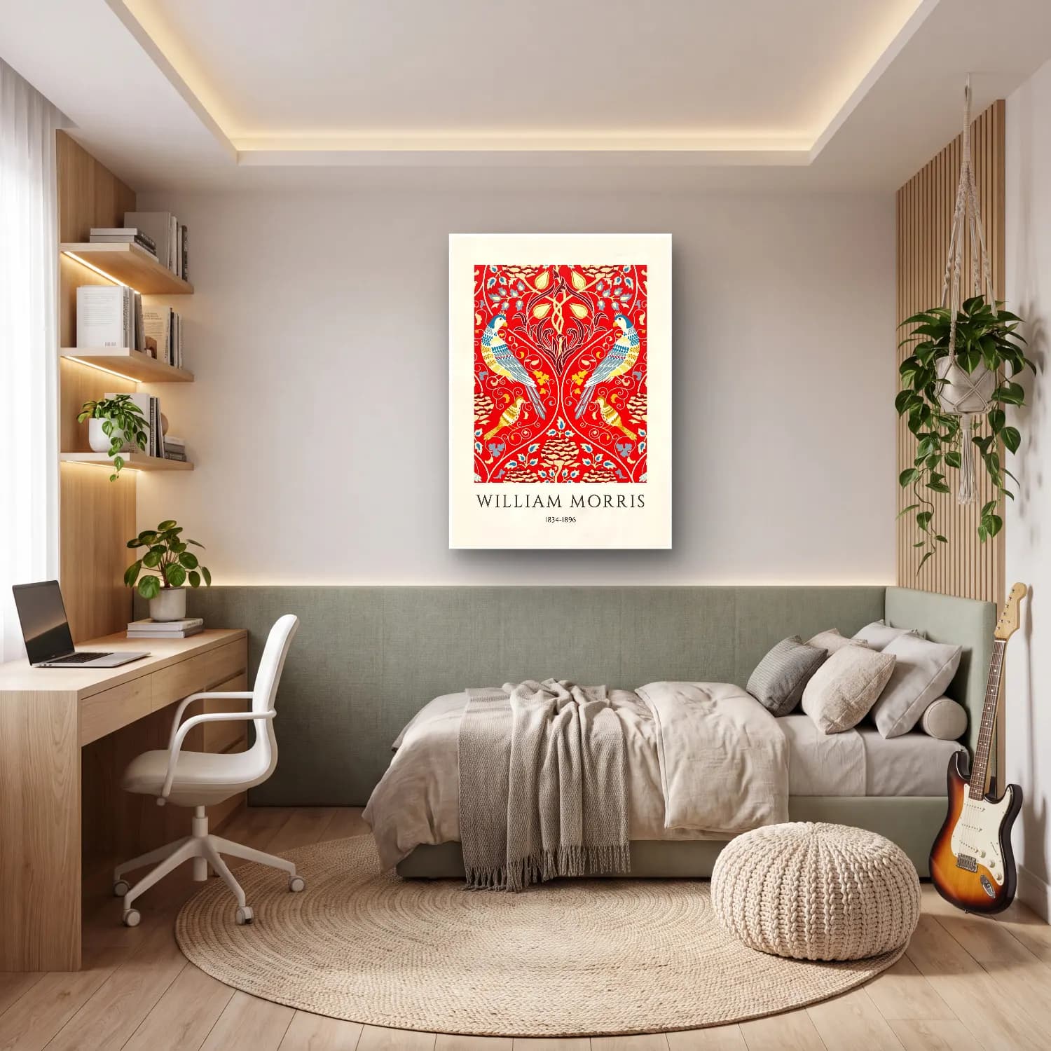 Maksimalist Çiçek Deseni No. 96 cam tablo — genç odasında