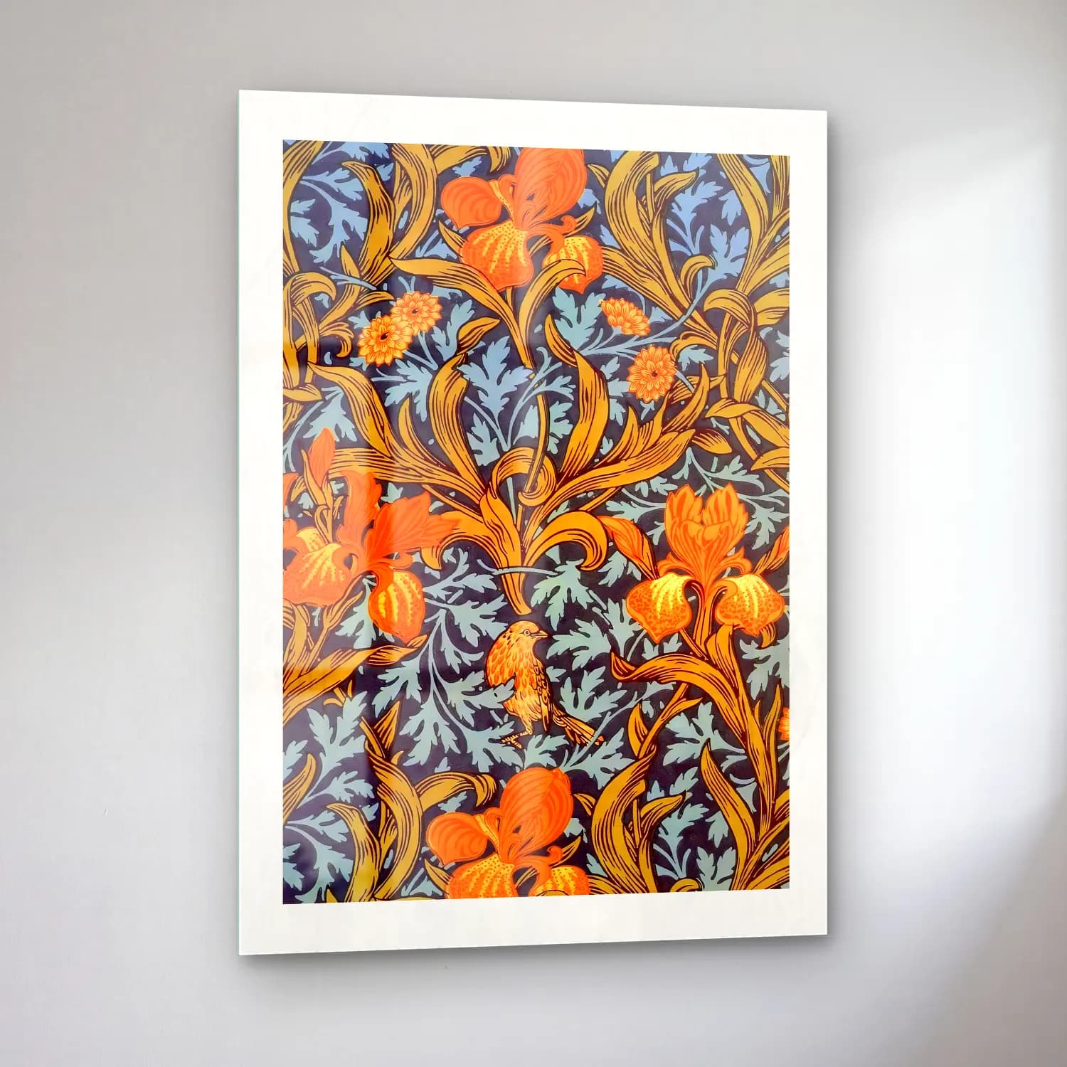 Maksimalist Çiçek Deseni No. 99 cam tablo — sol açıdan görünüm