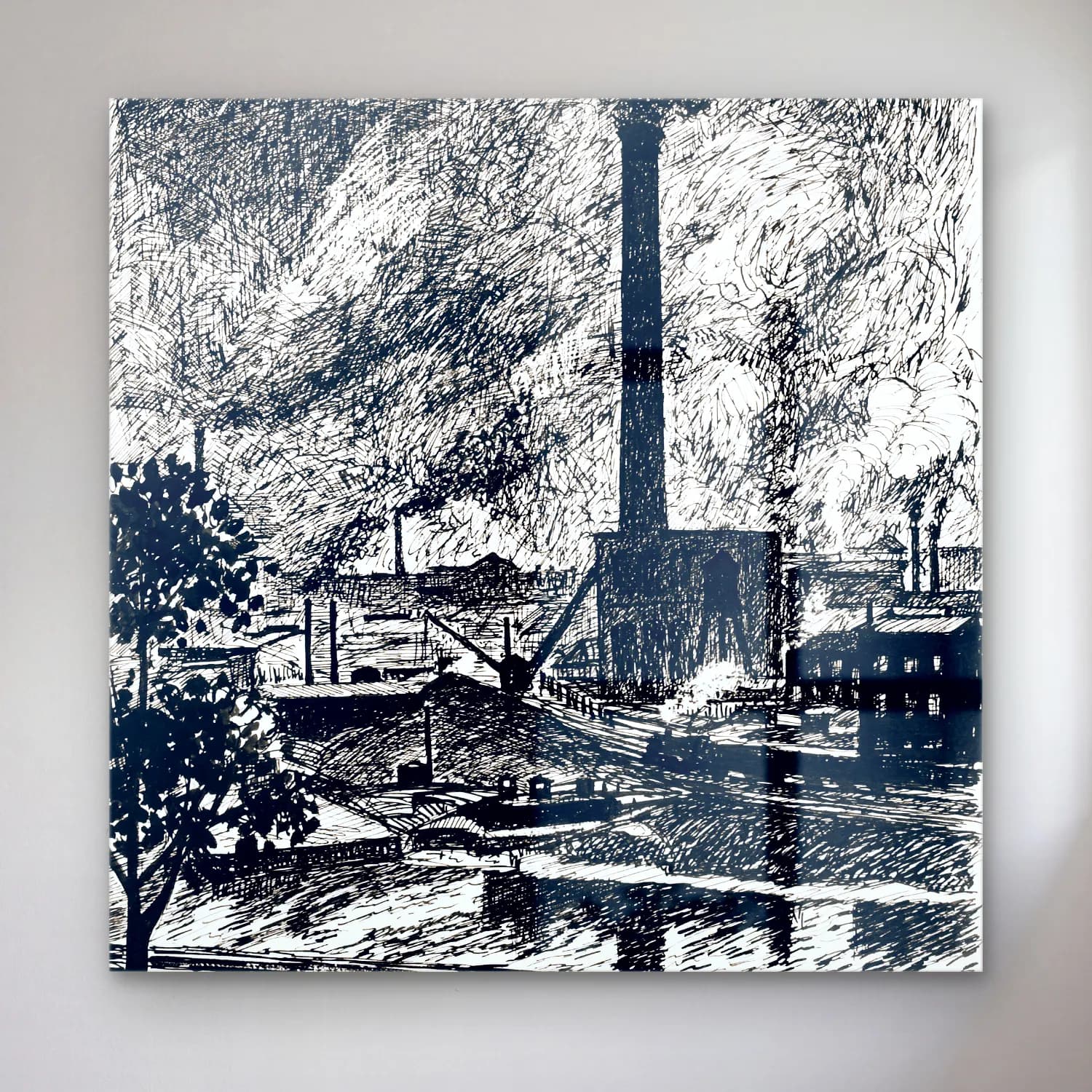 Vintage Gece Şehir No. 9 cam tablo — Vintage Gece Şehir No. 9 — vintage gece şehir