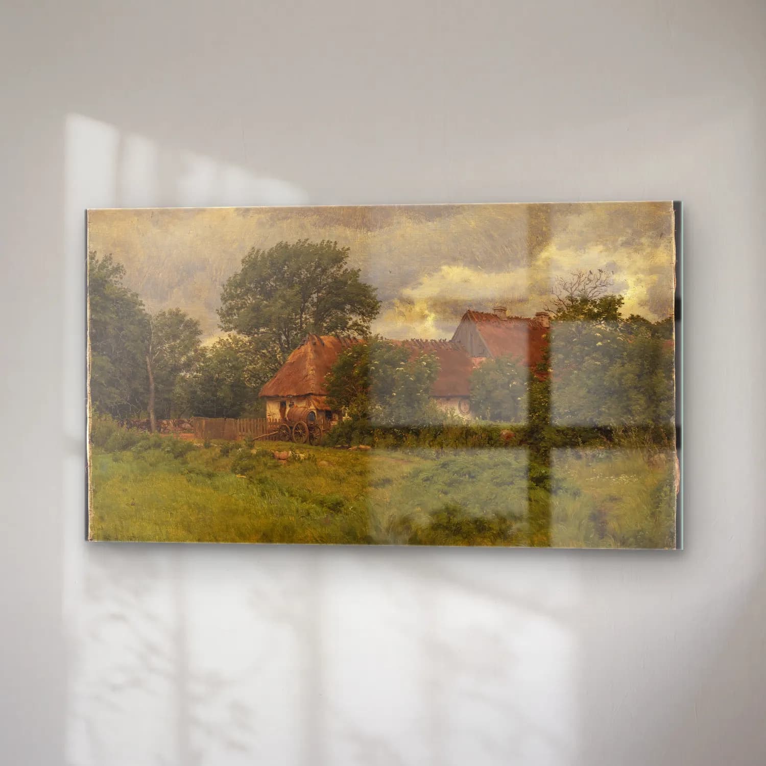 Yağlı Boya Kır Evi No. 27 cam tablo — sağ açıdan görünüm