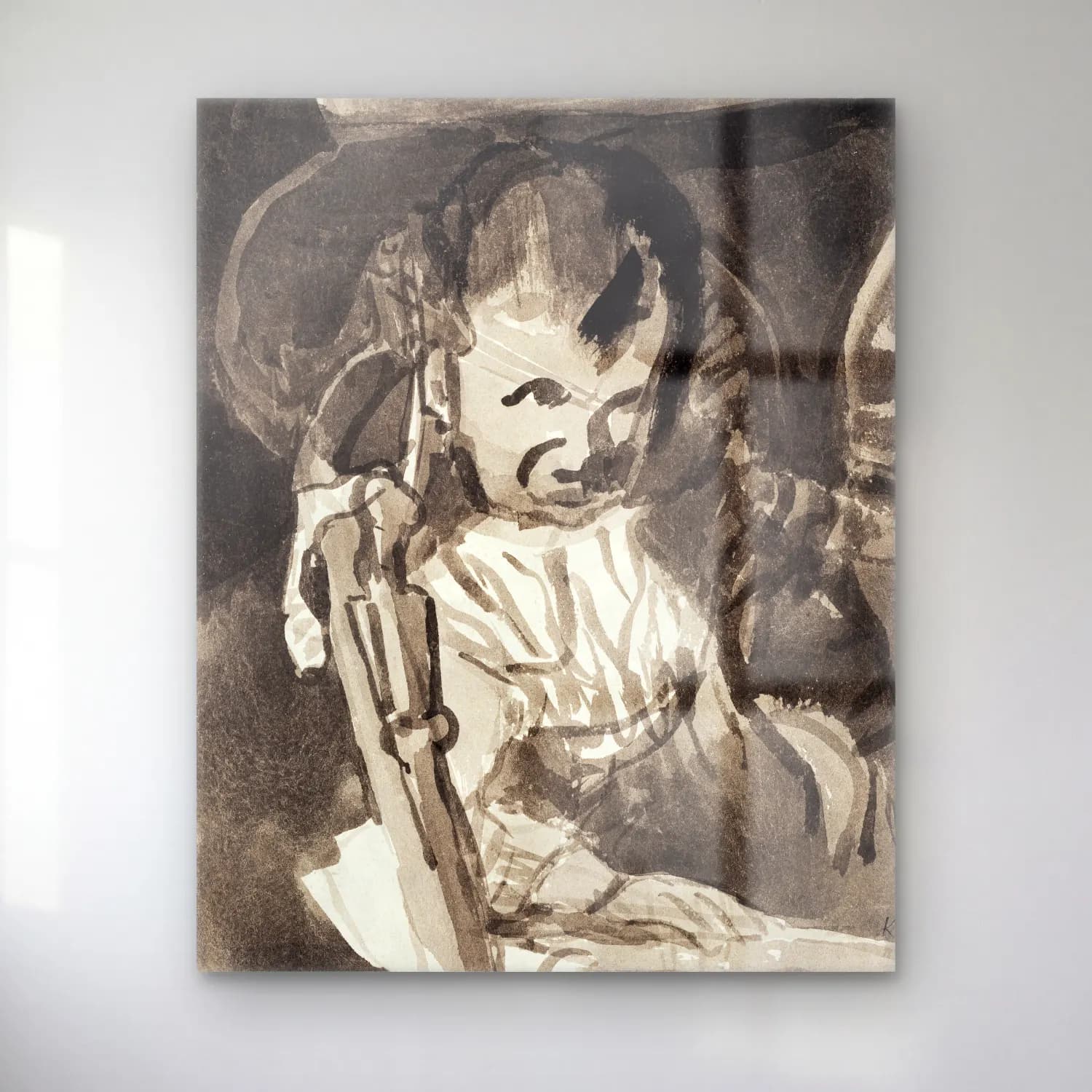 Paul Klee – Sketch of Felix Klee cam tablo — Paul Klee – Sketch of Felix Klee — siyah beyaz şövalye