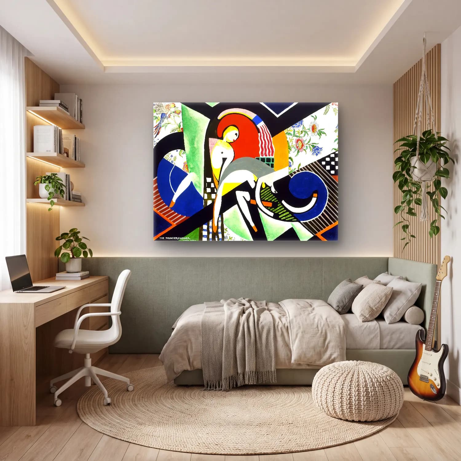 Bauhaus Figür Çalışması cam tablo — genç odasında