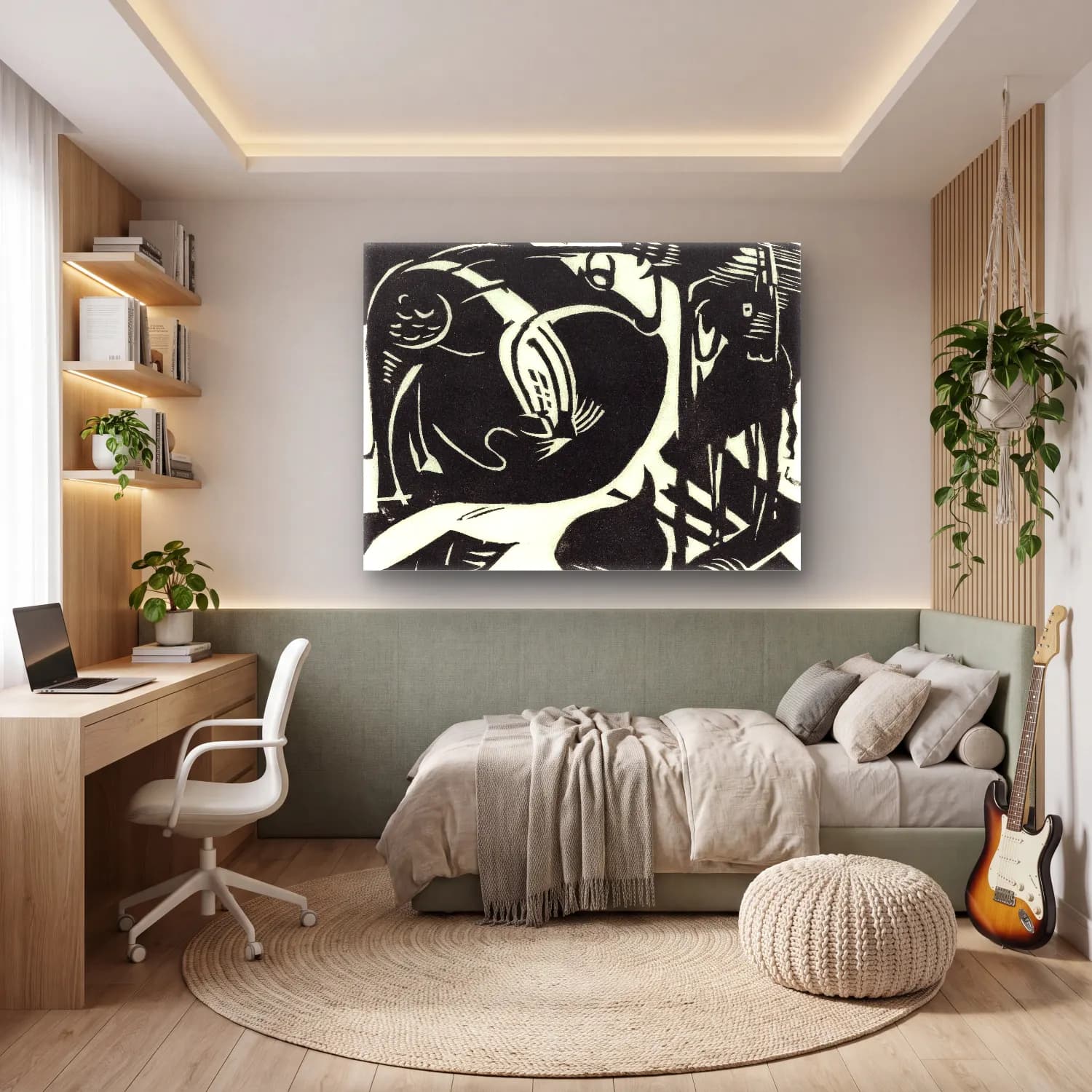 Franz Marc – Two Mythical Animals cam tablo — genç odasında