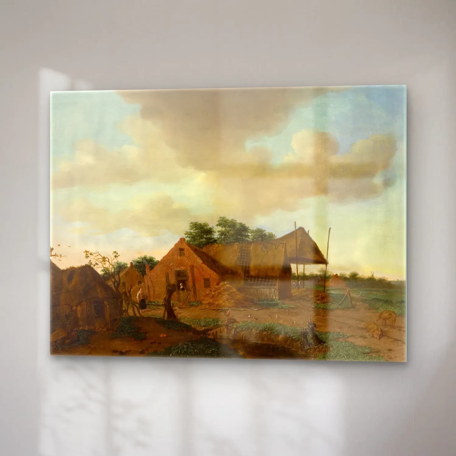 Yağlı Boya Kır Evi No. 28 cam tablo — sağ açıdan görünüm
