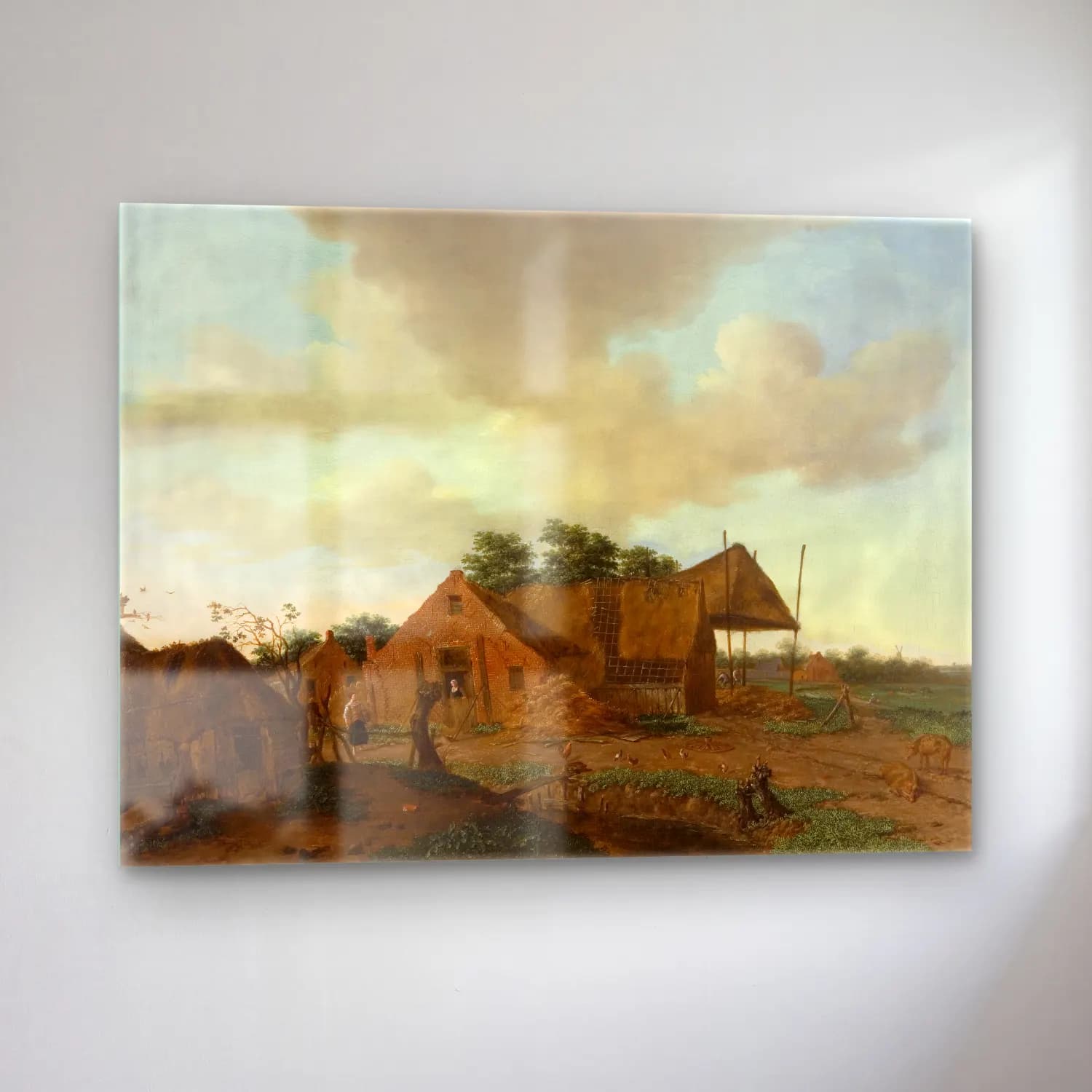 Yağlı Boya Kır Evi No. 28 cam tablo — sol açıdan görünüm
