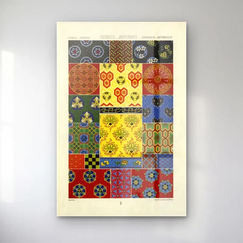 Albert Racine – Chinese - Japanese pattern cam tablo — Albert Racine – Chinese - Japanese pattern — maksimalist çiçek deseni