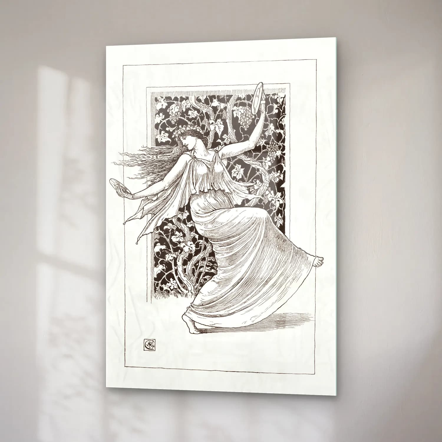 Vintage Elbiseli Kadın No. 43 cam tablo — sağ açıdan görünüm