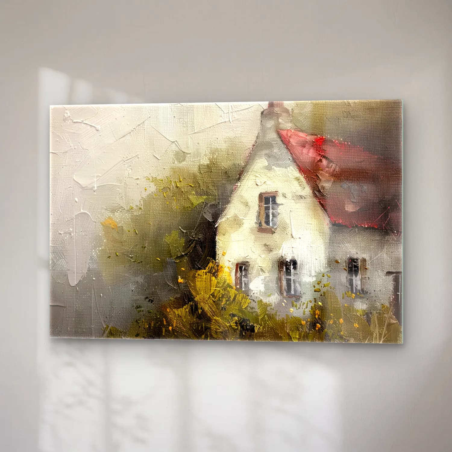 Yağlı Boya Kır Evi No. 32 cam tablo — sağ açıdan görünüm