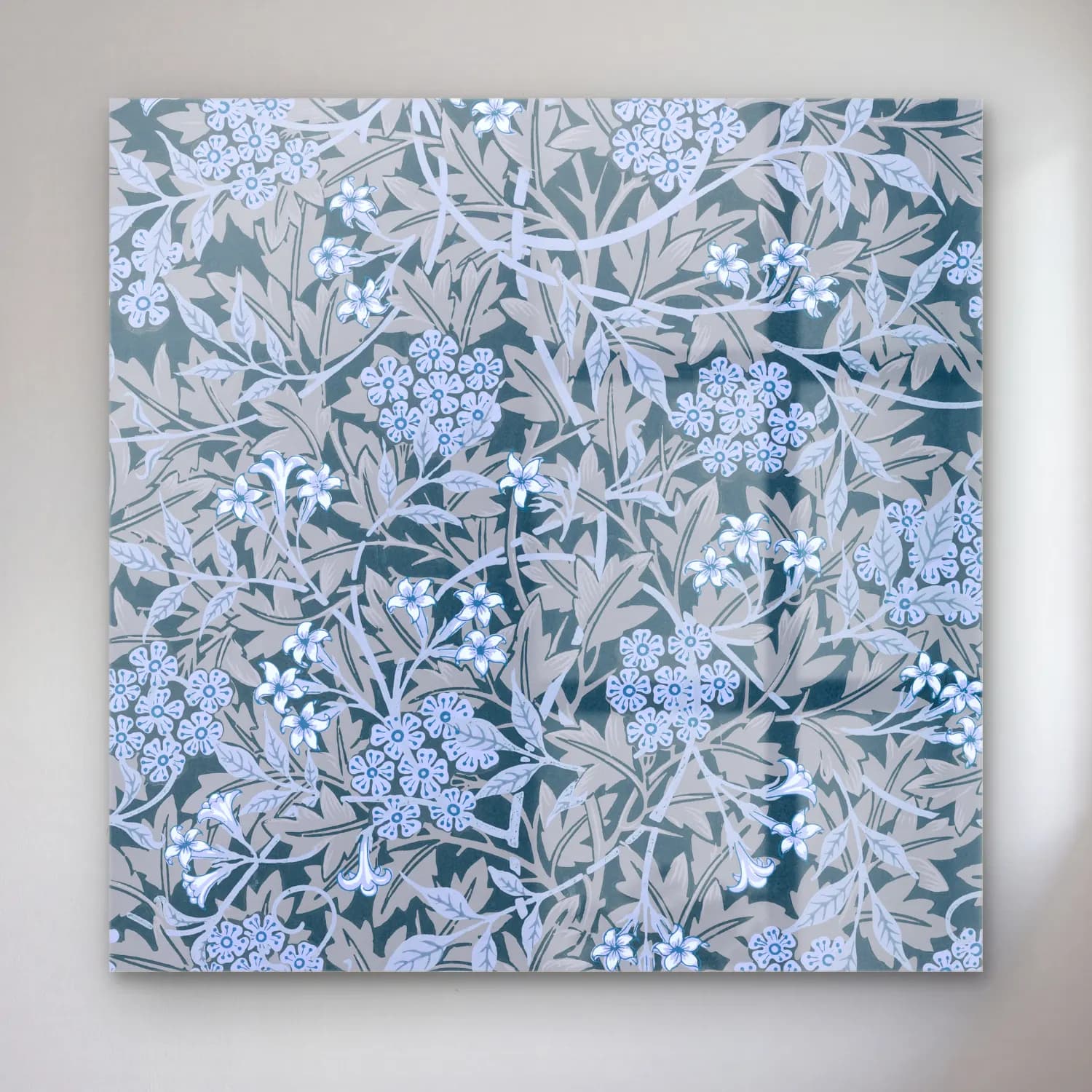 William Morris – Jasmine cam tablo — William Morris – Jasmine — botanik i̇llüstrasyon çiçek deseni