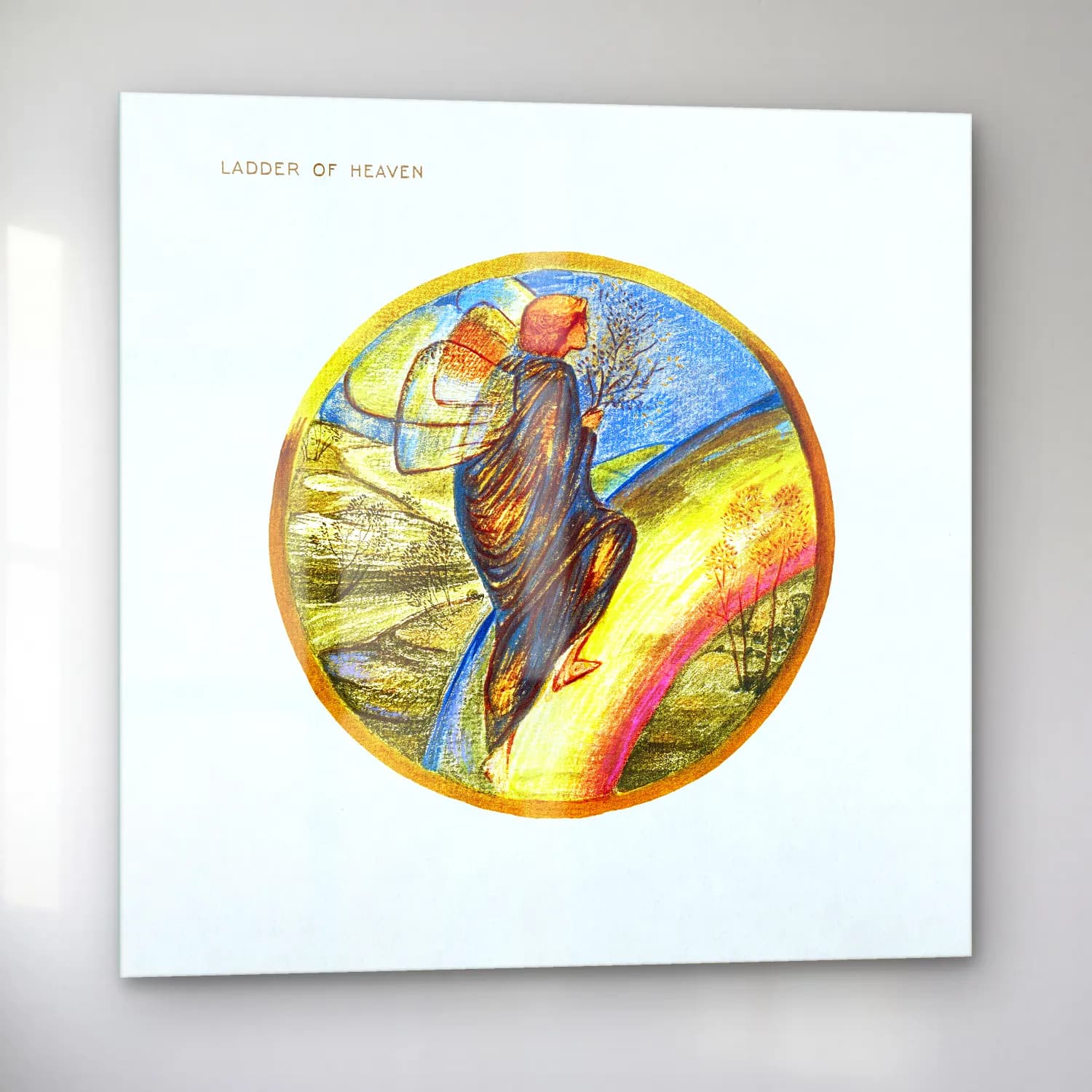 Pastel Melek No. 15 cam tablo — sol açıdan görünüm