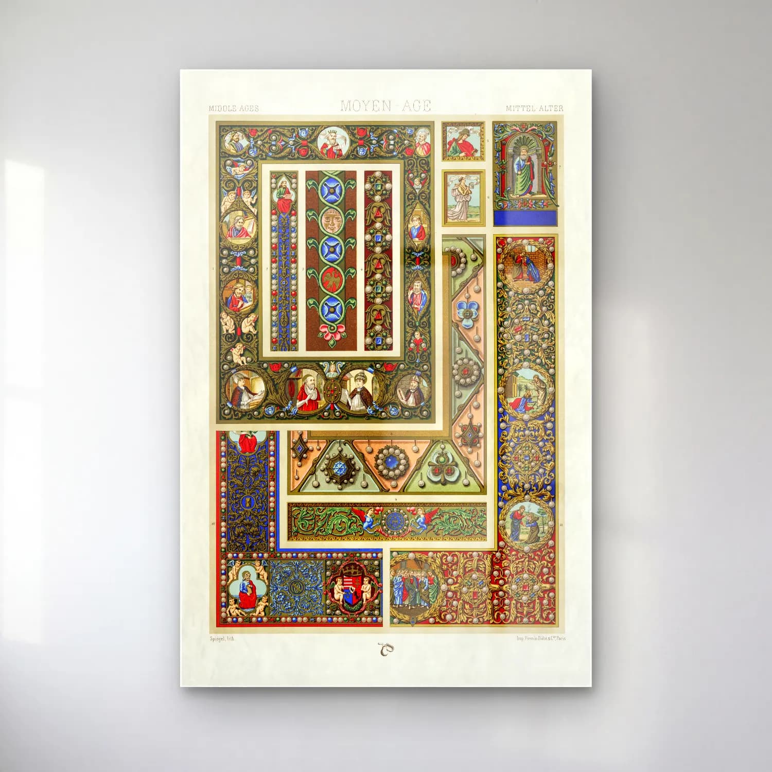 Albert Racine – Middle-Ages pattern cam tablo — Albert Racine – Middle-Ages pattern — vintage dini sahne