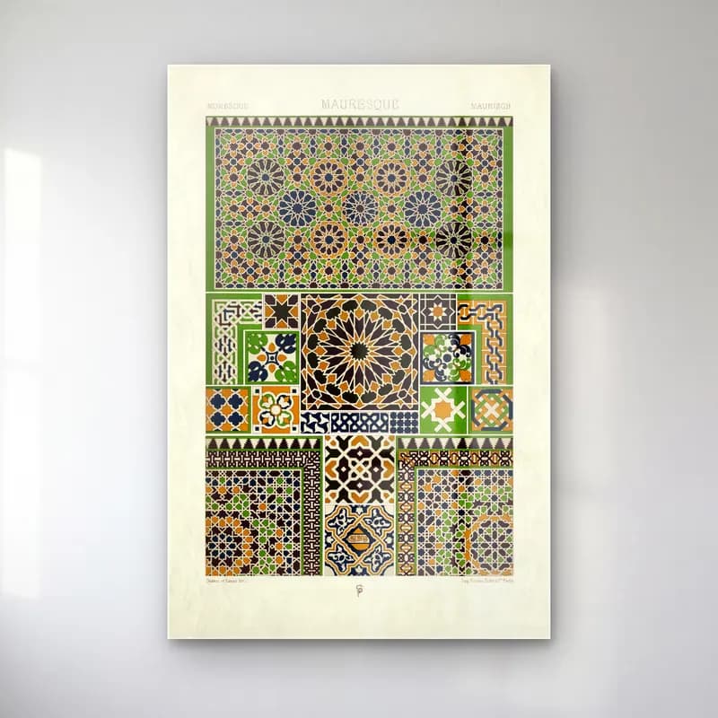 Albert Racine – Moresque pattern cam tablo — Albert Racine – Moresque pattern — maksimalist çiçek deseni