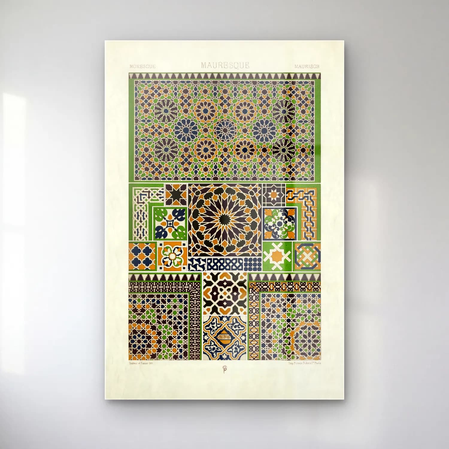 Albert Racine – Moresque pattern cam tablo — Albert Racine – Moresque pattern — maksimalist çiçek deseni