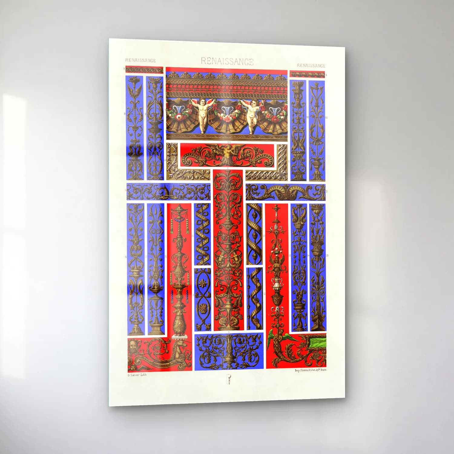 Albert Racine – Renaissance pattern cam tablo — sol açıdan görünüm