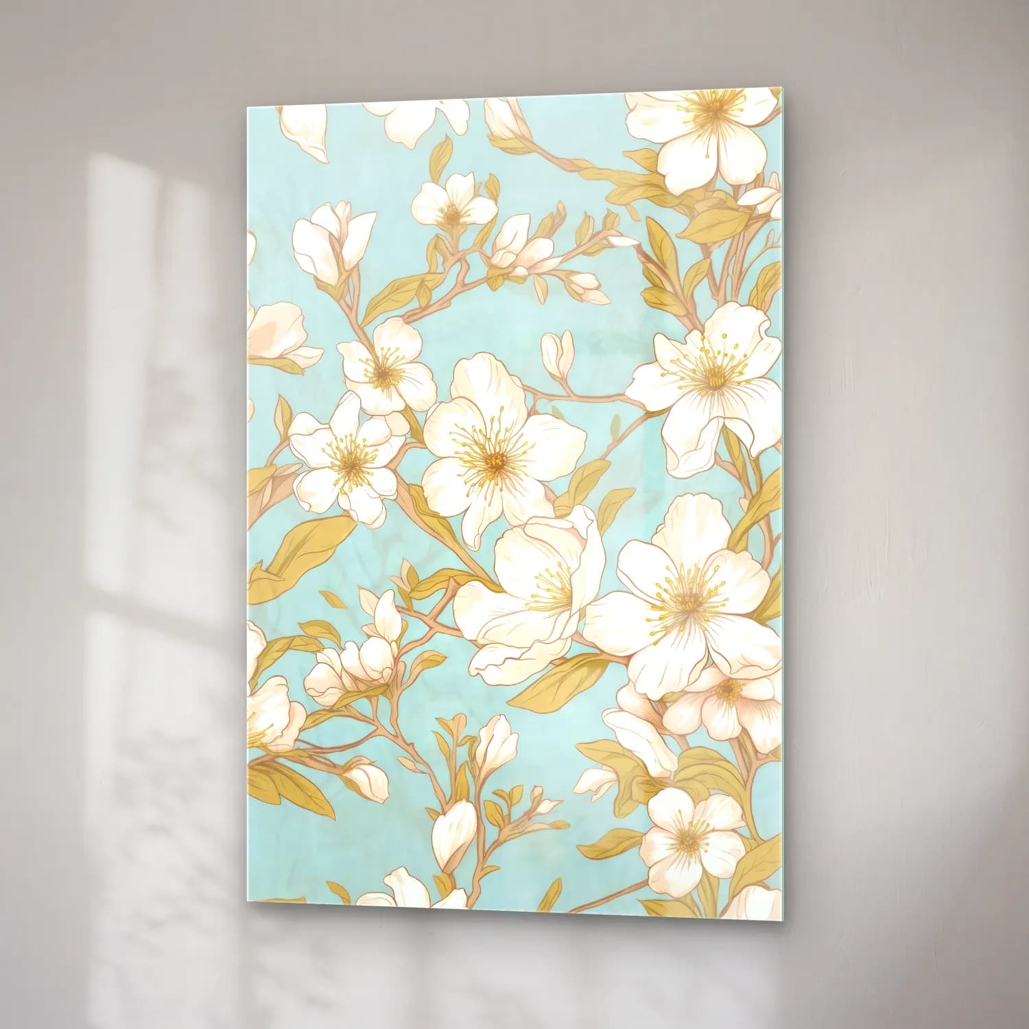 Pastel Çiçek Deseni No. 219 cam tablo — sağ açıdan görünüm