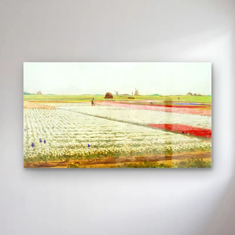Gerrit Willem Dijsselhof – Tulip Fields cam tablo — Gerrit Willem Dijsselhof – Tulip Fields — suluboya çiçek pazarı