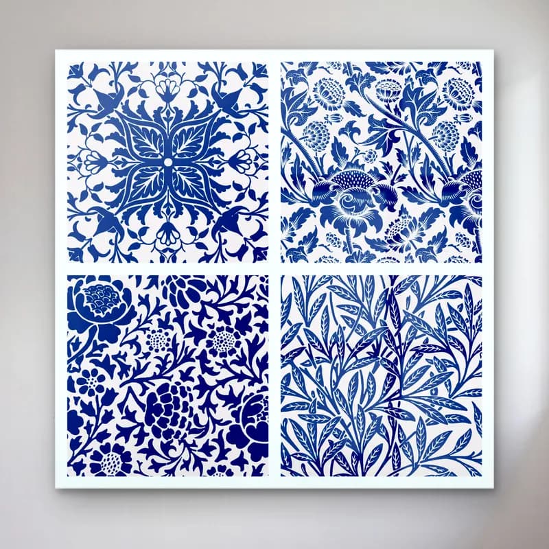 Vintage Çiçek Deseni No. 23 cam tablo — Vintage Çiçek Deseni No. 23 — vintage çiçek deseni