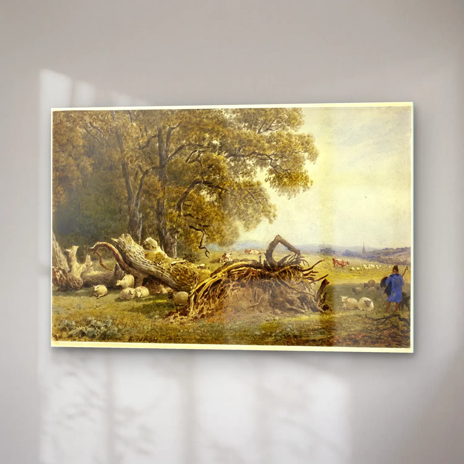 Suluboya Kır Evi No. 39 cam tablo — sağ açıdan görünüm