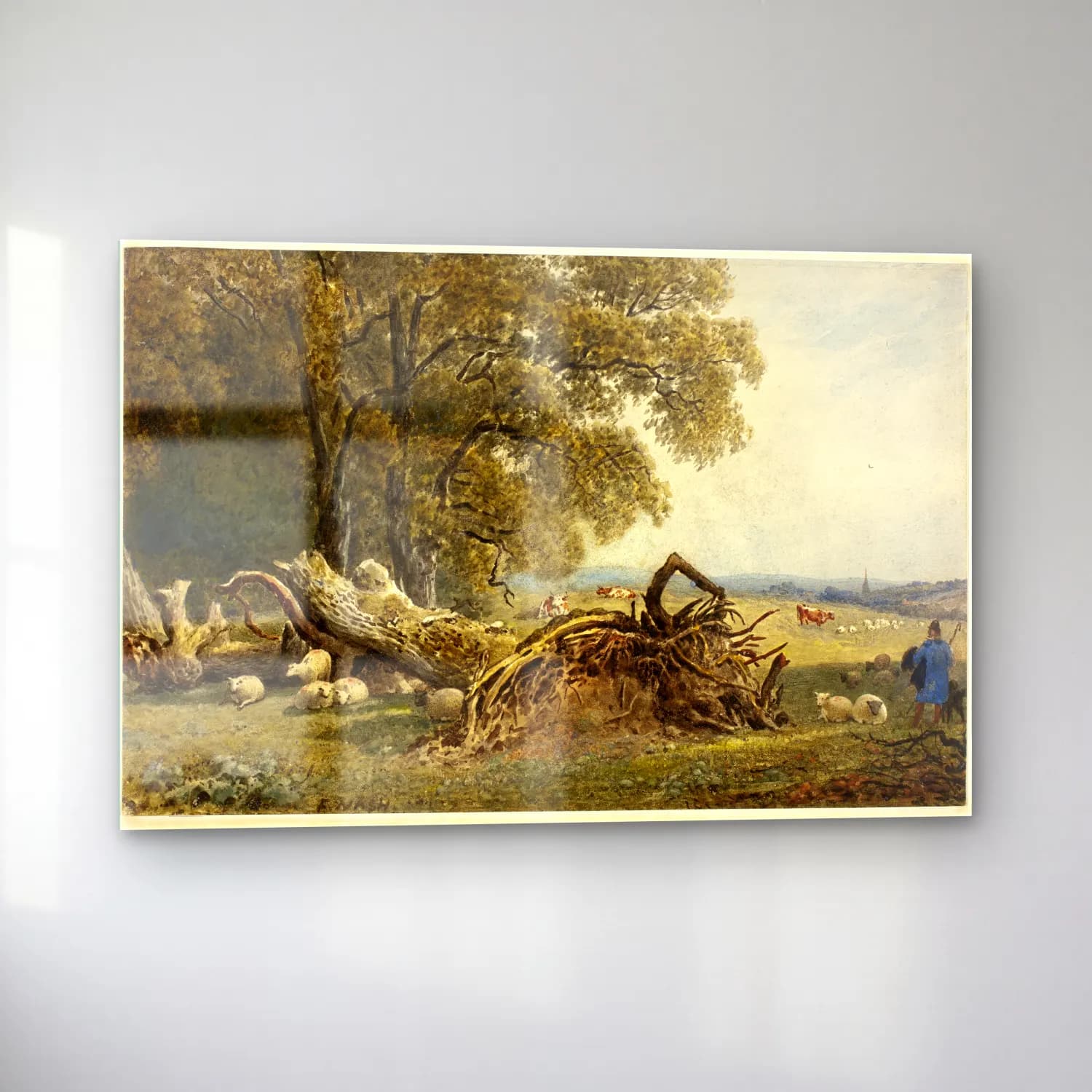 Suluboya Kır Evi No. 39 cam tablo — sol açıdan görünüm