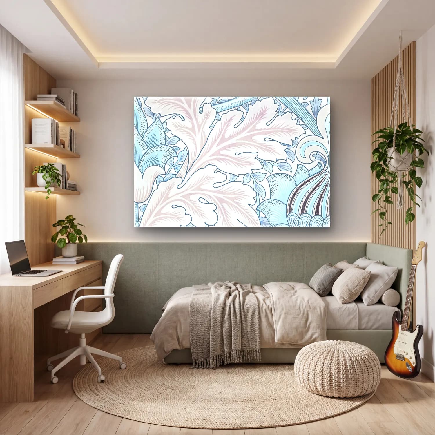 Botanik İllüstrasyon Çiçek Deseni No. 156 cam tablo — genç odasında
