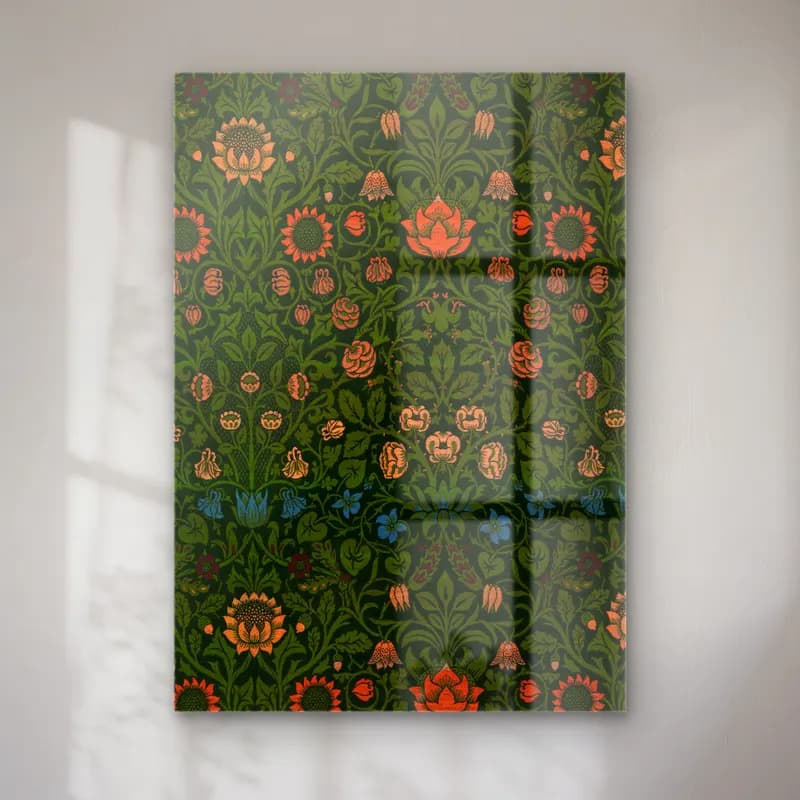 Maksimalist Çiçek Deseni No. 60 cam tablo — Maksimalist Çiçek Deseni No. 60 — maksimalist çiçek deseni