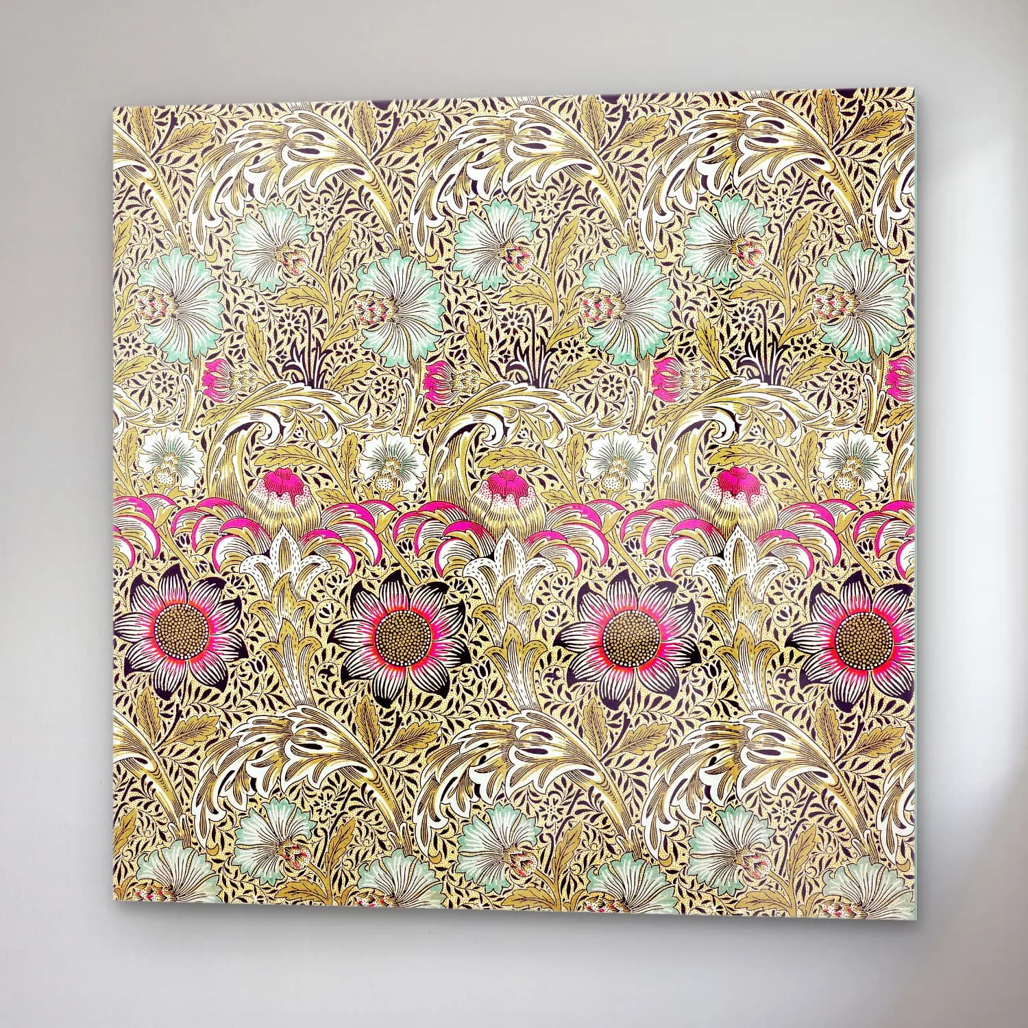 Pastel Çiçek Deseni No. 221 cam tablo — sağ açıdan görünüm