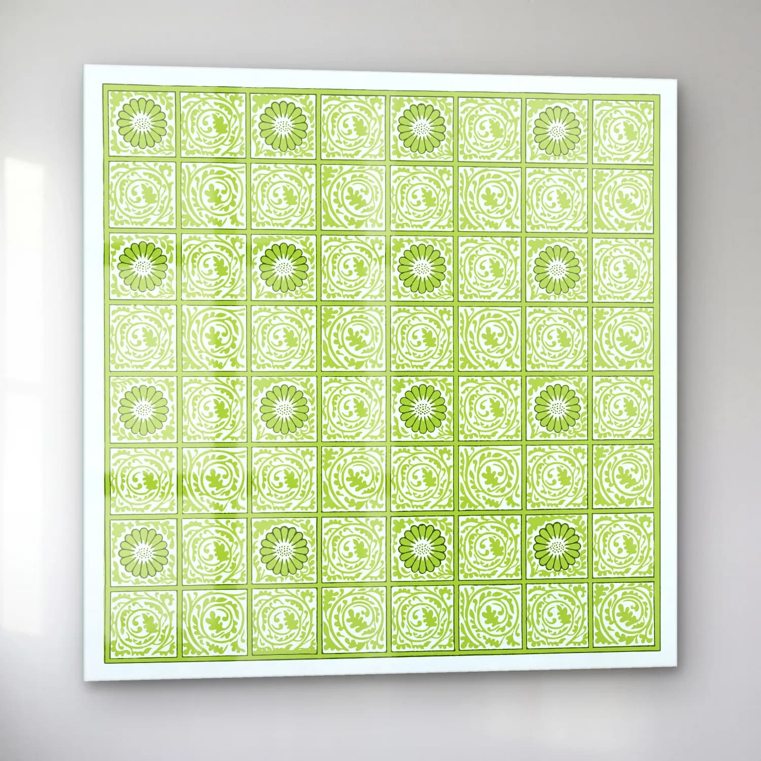 Retro Çiçek Deseni No. 203 cam tablo — sol açıdan görünüm