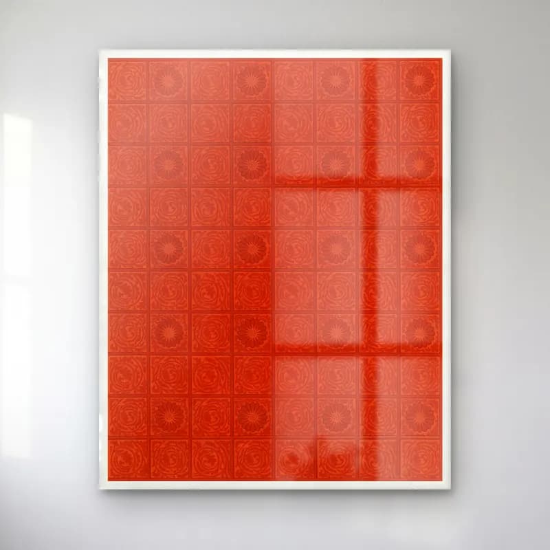 Retro Çiçek Deseni No. 204 cam tablo — Retro Çiçek Deseni No. 204 — retro çiçek deseni