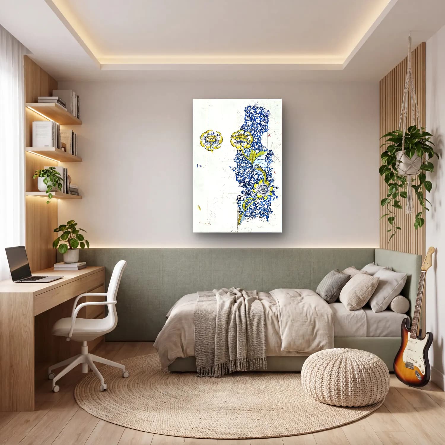 Botanik İllüstrasyon Çiçek Deseni No. 162 cam tablo — genç odasında