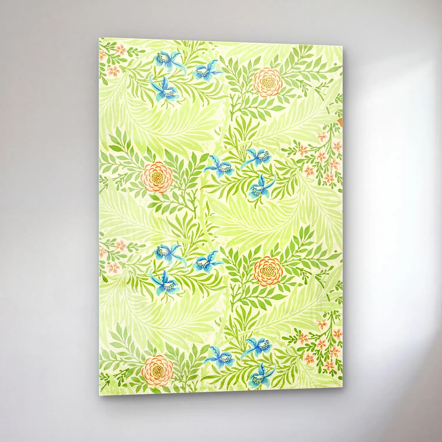 Pastel Çiçek Deseni No. 222 cam tablo — sol açıdan görünüm