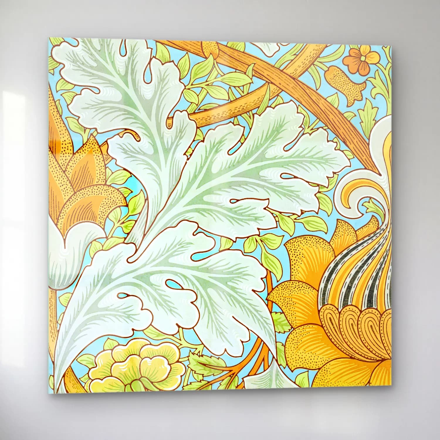 Botanik İllüstrasyon Çiçek Deseni No. 67 cam tablo — sol açıdan görünüm