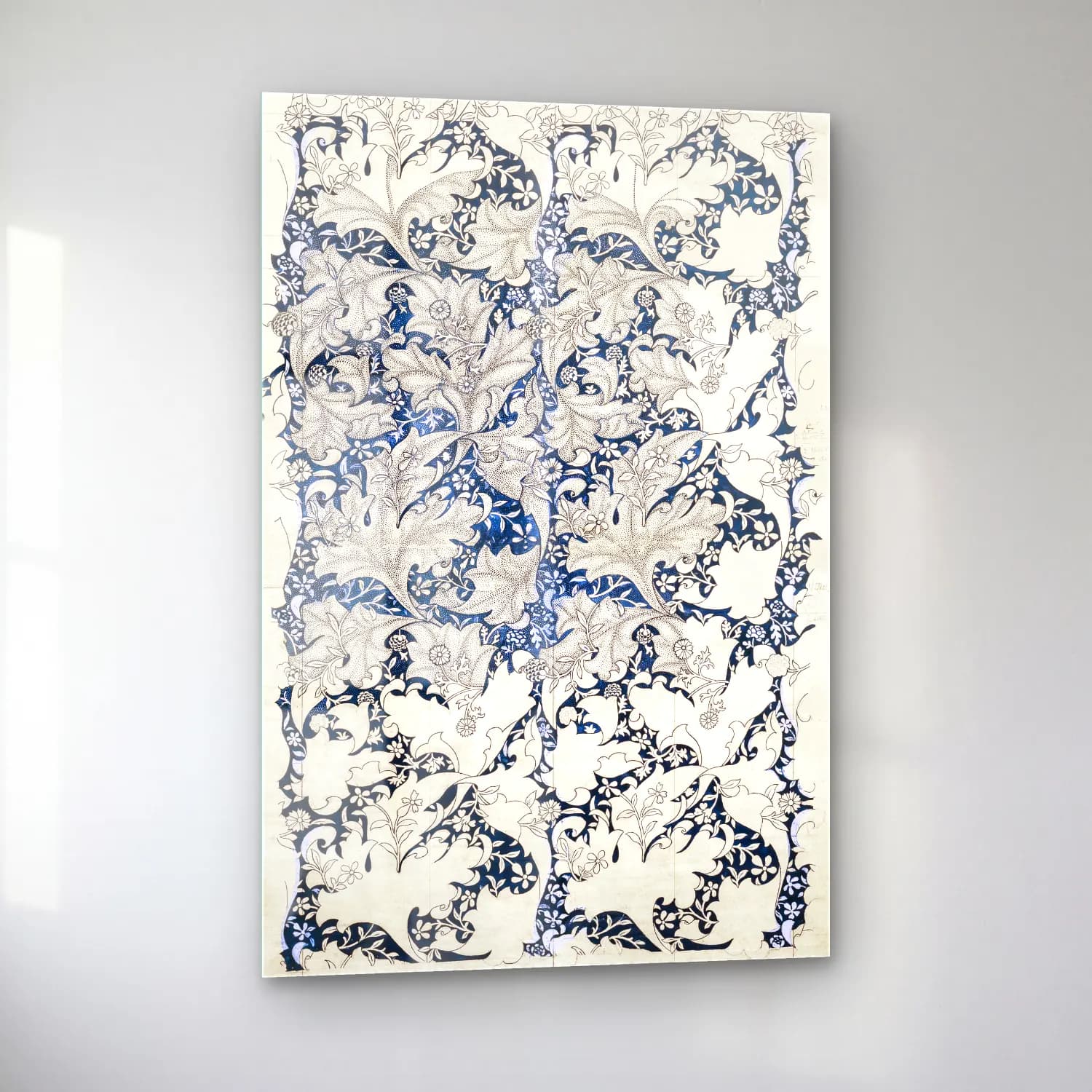 Botanik İllüstrasyon Çiçek Deseni No. 16 cam tablo — sol açıdan görünüm
