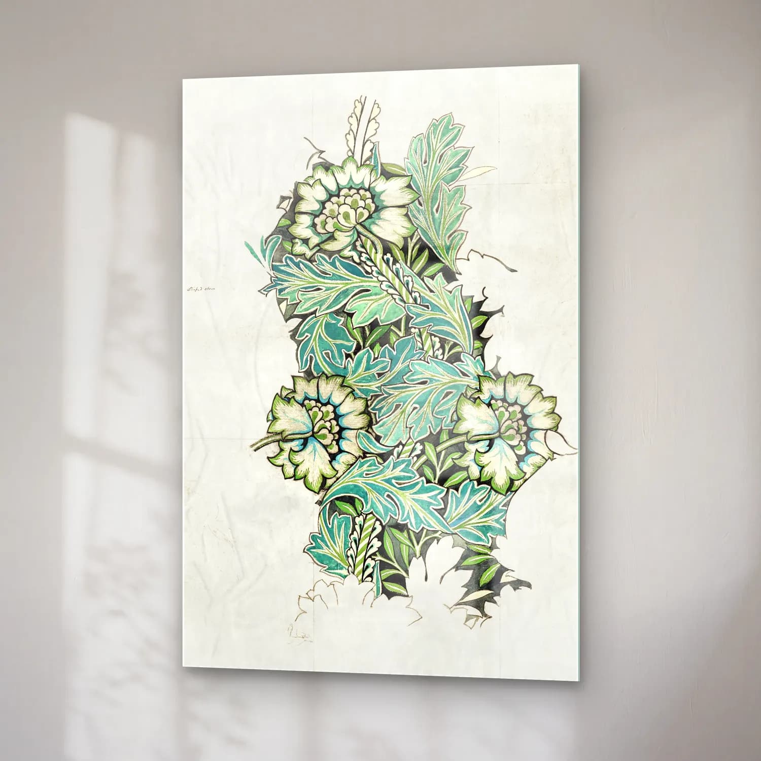 Botanik İllüstrasyon Çiçek Deseni No. 163 cam tablo — sağ açıdan görünüm