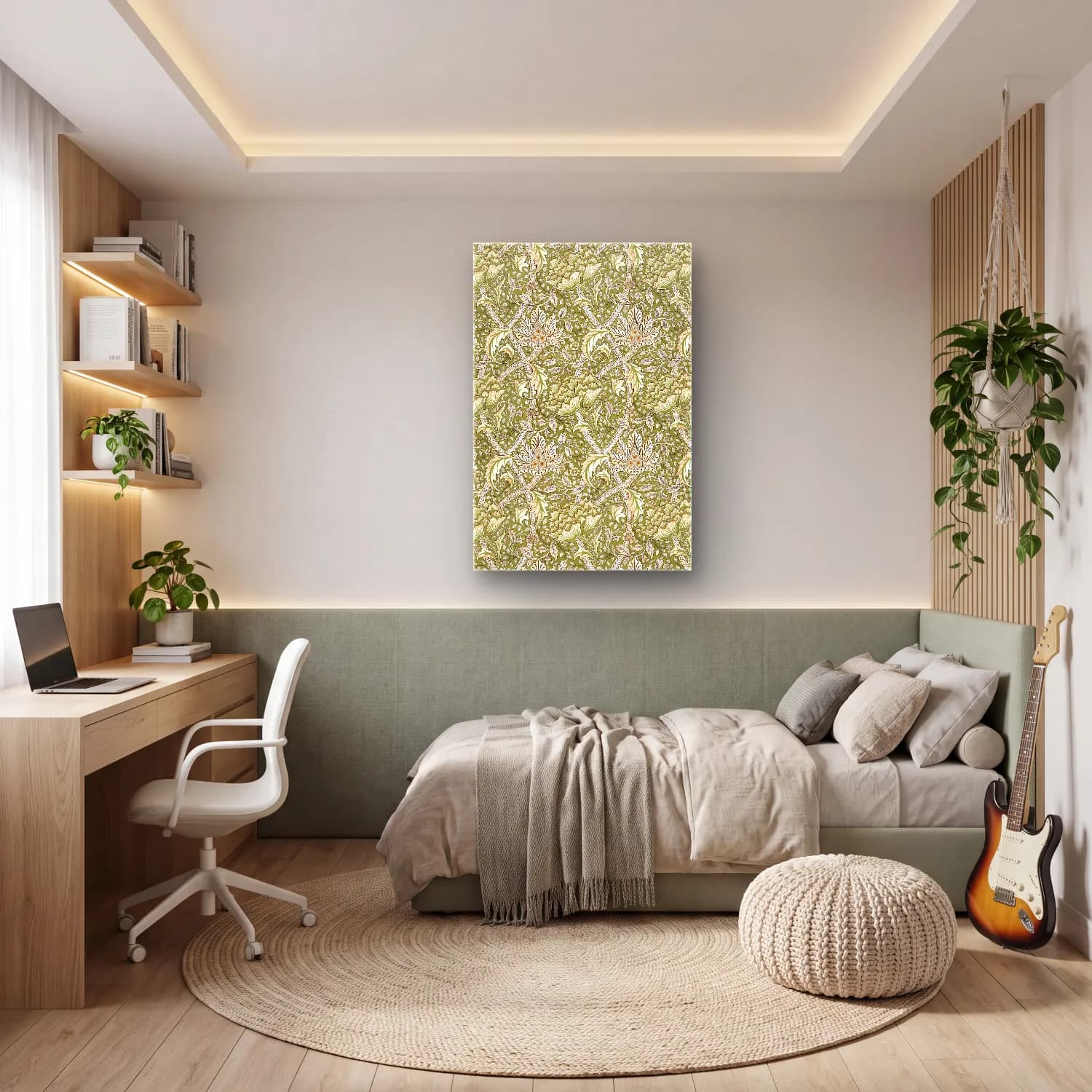 Botanik İllüstrasyon Çiçek Deseni No. 164 cam tablo — genç odasında
