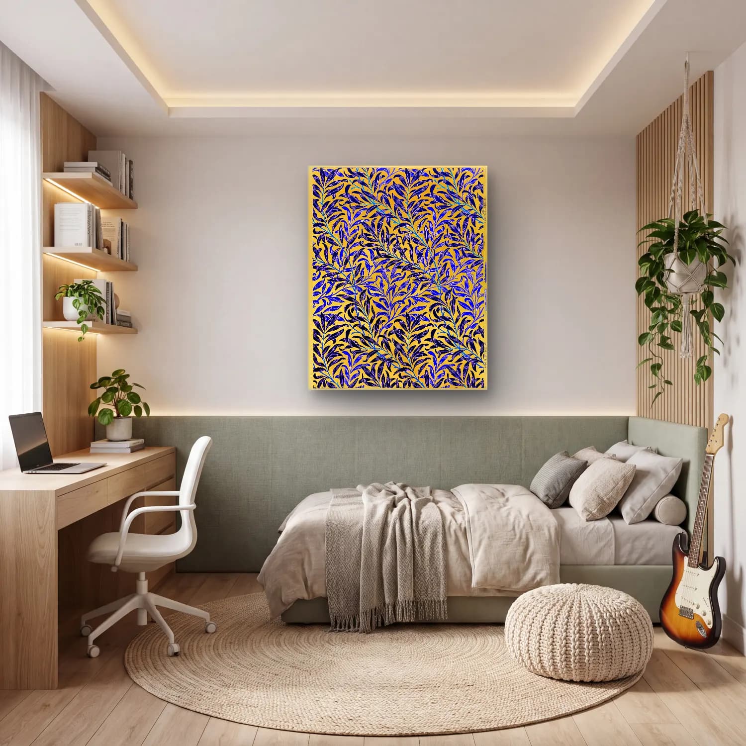 Maksimalist Çiçek Deseni No. 63 cam tablo — genç odasında