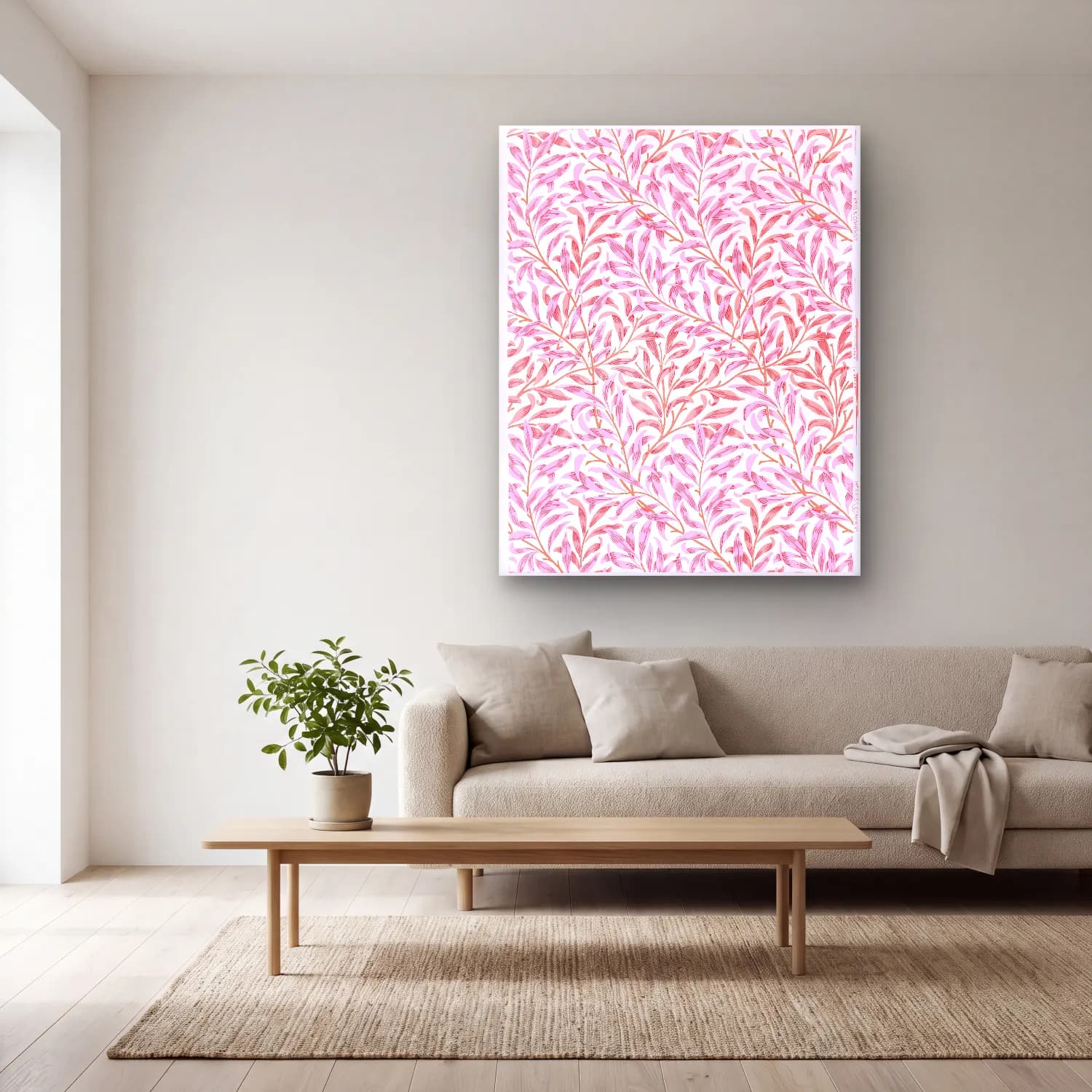Pastel Çiçek Deseni No. 224 cam tablo — açık renk salonda