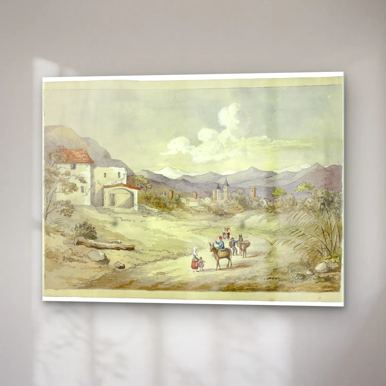 Suluboya Köy Sokağı No. 14 cam tablo — sağ açıdan görünüm
