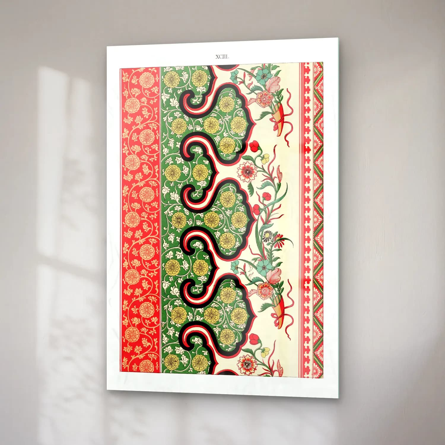 Boho Çiçek Deseni No. 106 cam tablo — sağ açıdan görünüm