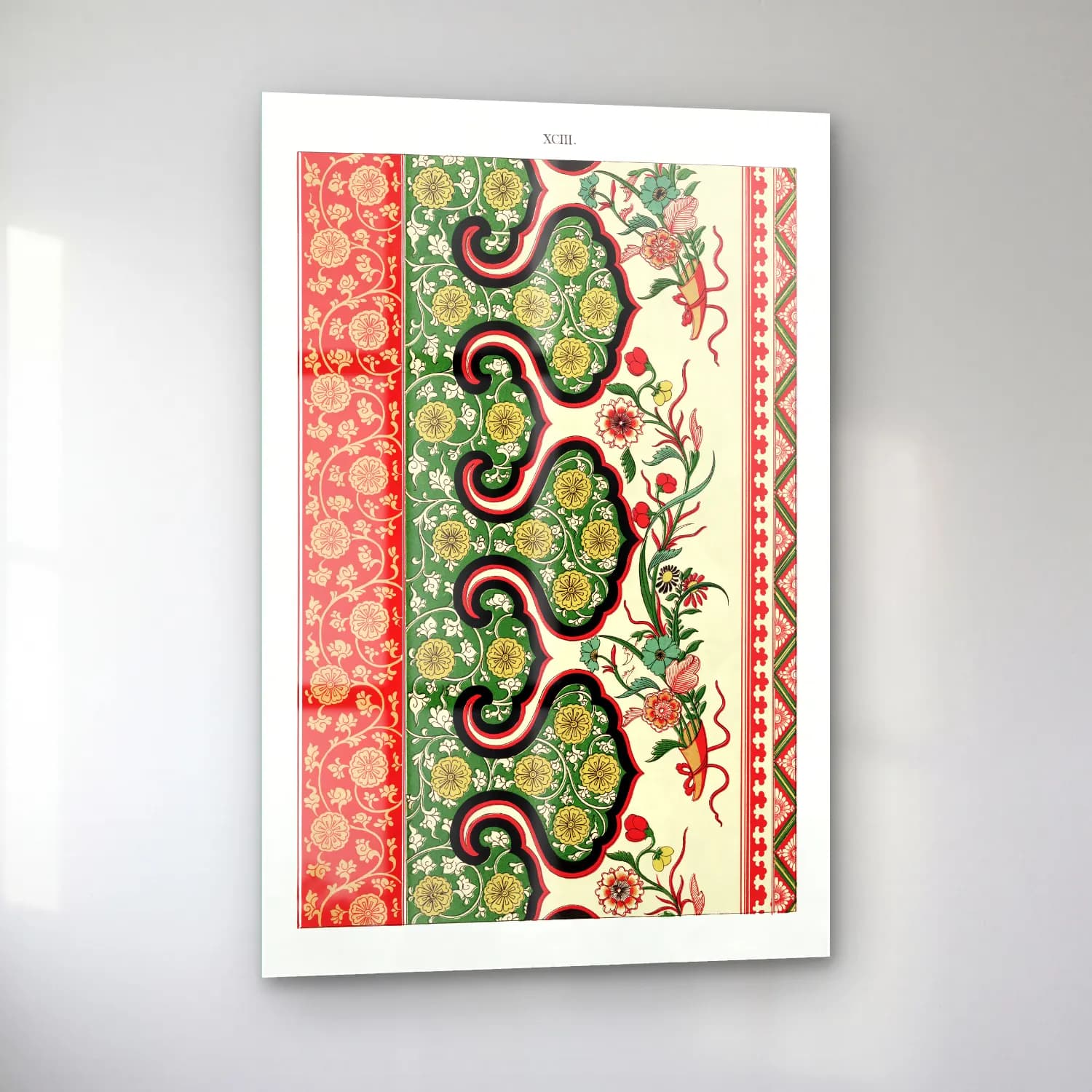 Boho Çiçek Deseni No. 106 cam tablo — sol açıdan görünüm
