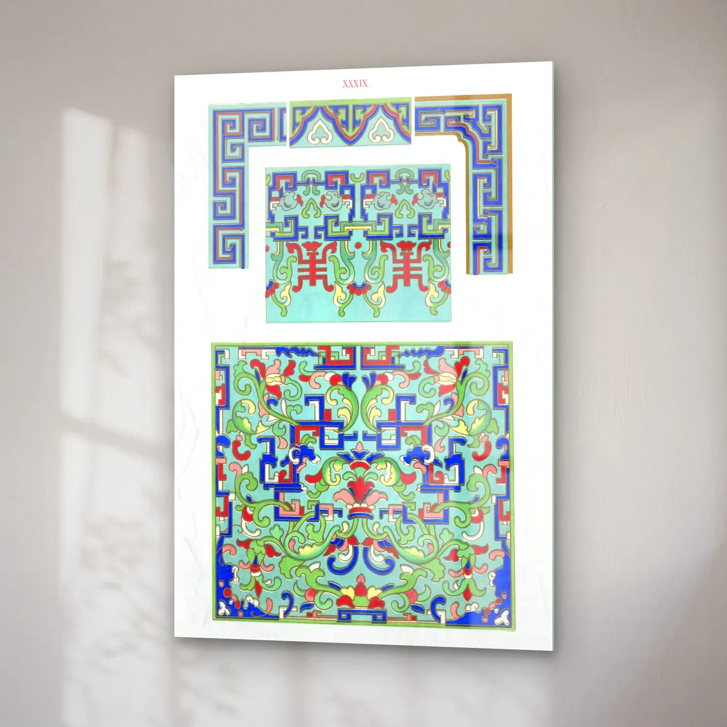 Boho Çiçek Deseni No. 107 cam tablo — sağ açıdan görünüm