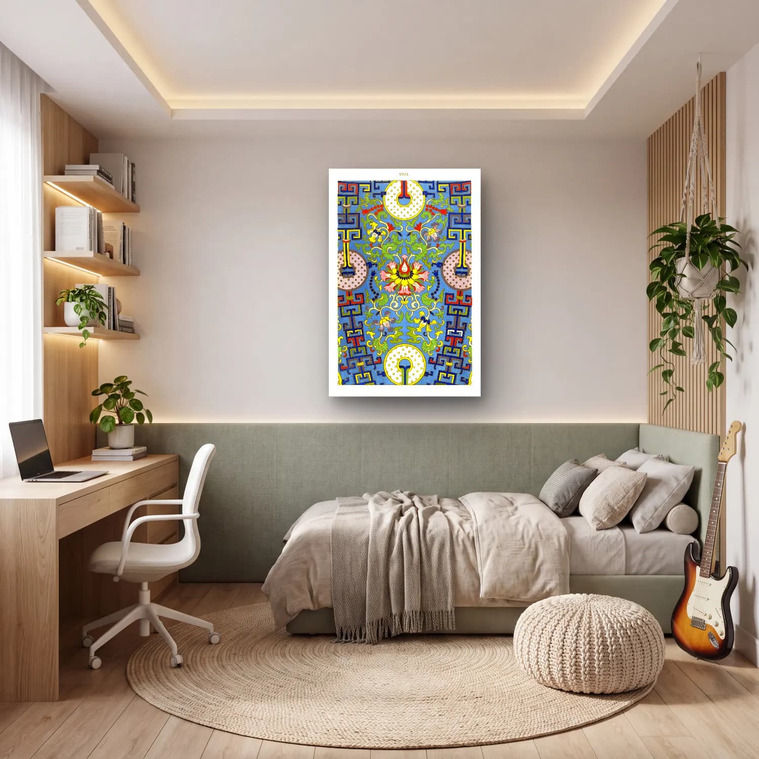 Maksimalist Çiçek Deseni No. 68 cam tablo — genç odasında