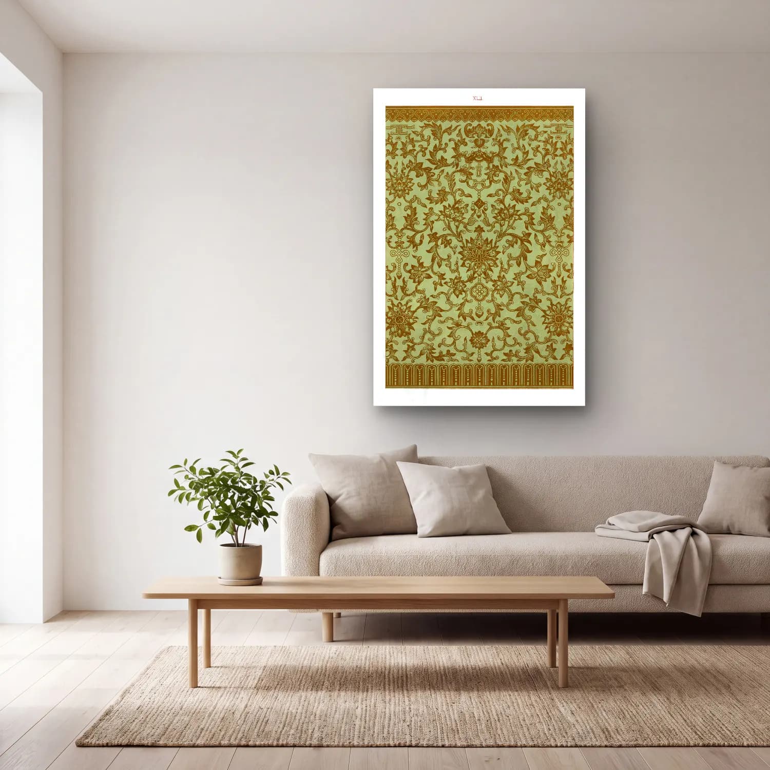 Pastel Çiçek Deseni No. 225 cam tablo — açık renk salonda